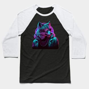 A Cool Wolf with Glasses Baseball T-Shirt